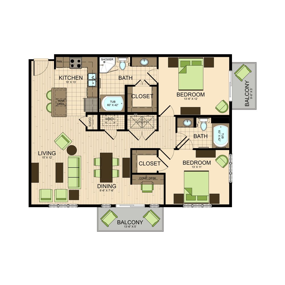 Renoir Floor Plan | Montrose Apartments